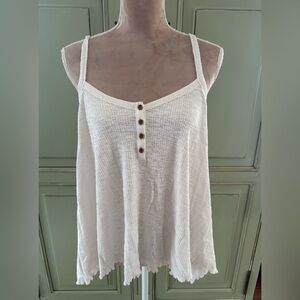 American Eagles - Women's White/Cream Button-Front Tank Top.